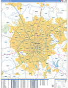 San Antonio  Wall Map Basic Style
